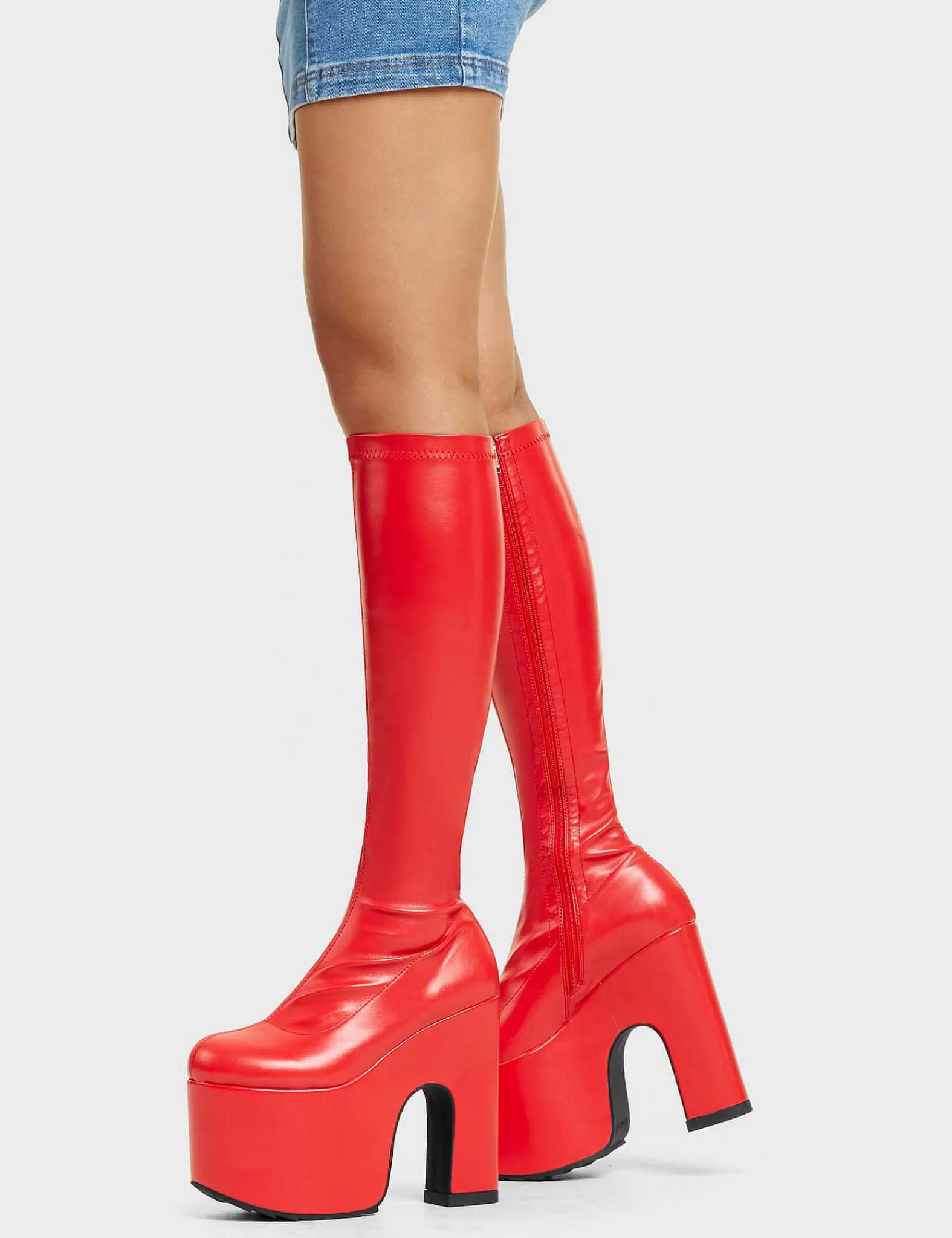 Lamoda Chunky>Awkward Chunky Platform Knee High Boots