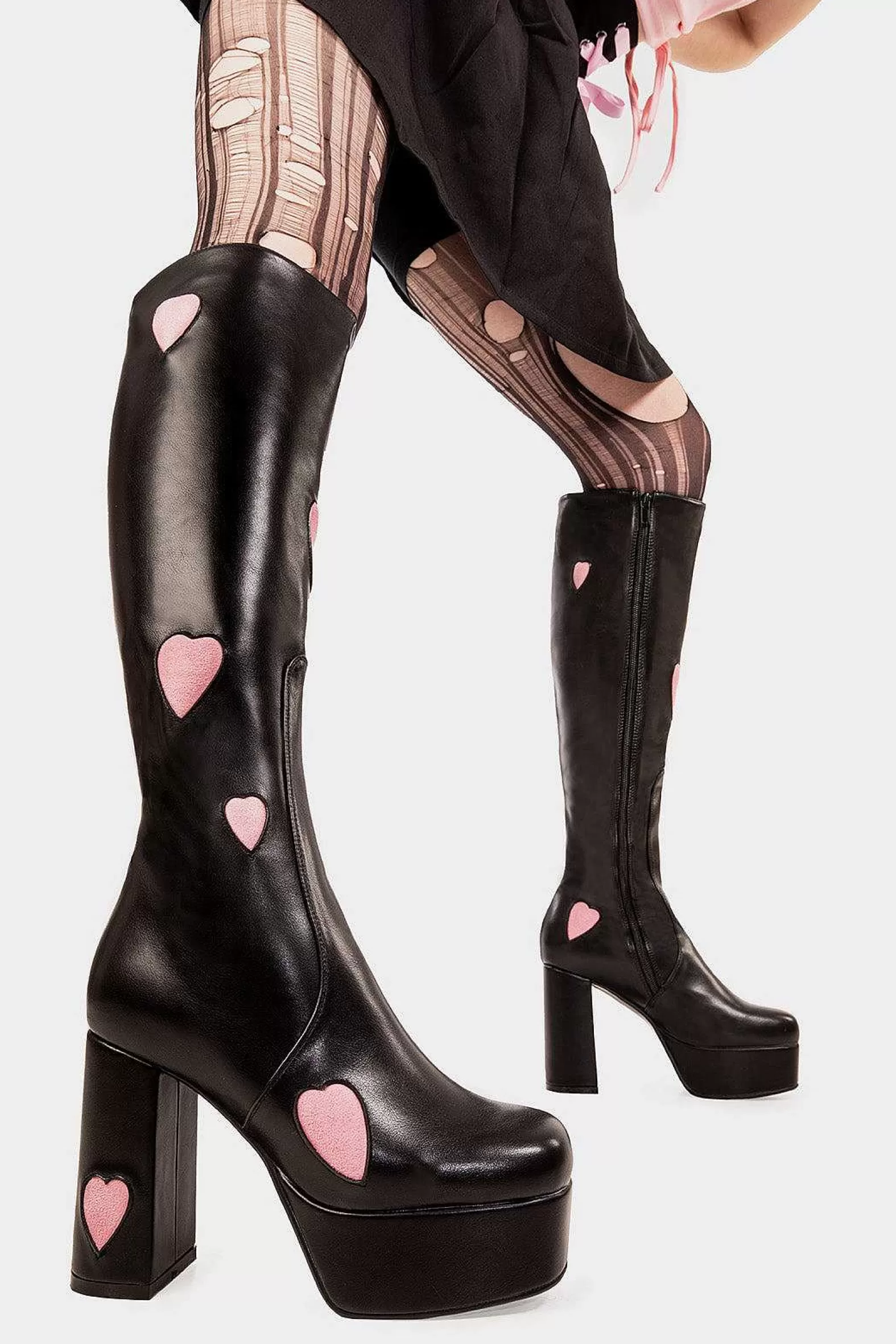 Lamoda Knee High>Candyfloss Love Wide Calf Platform Knee High Boots