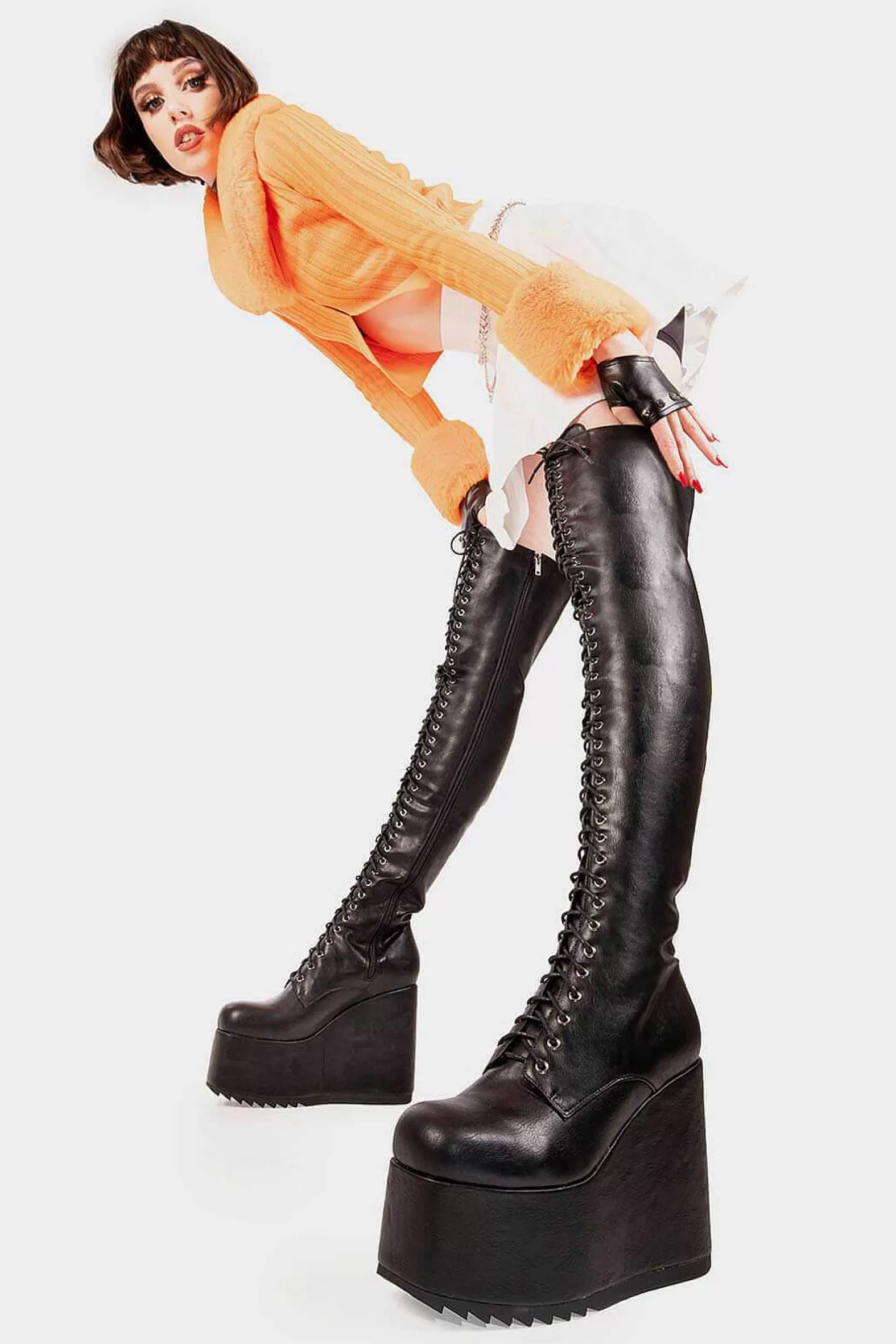 Lamoda Chunky>Don'T Fold Chunky Platform Thigh High Boots