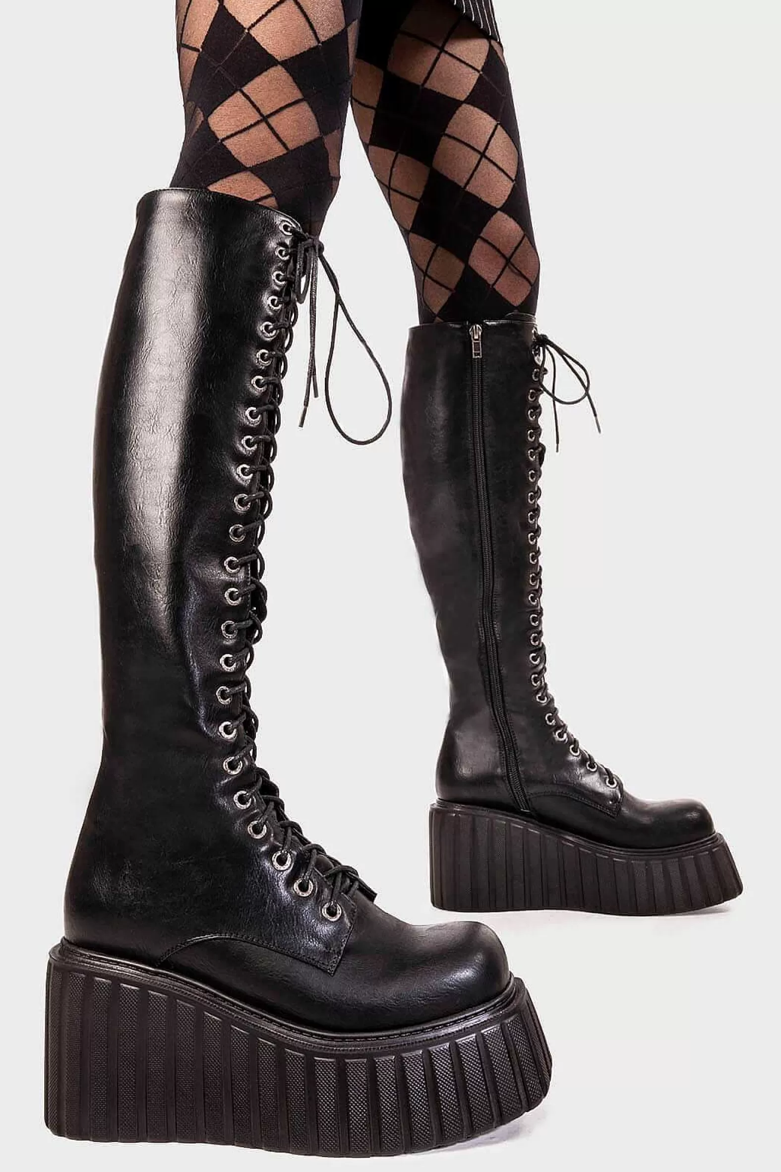 Lamoda Knee High>Important Chunky Creeper Platform Knee High Boots