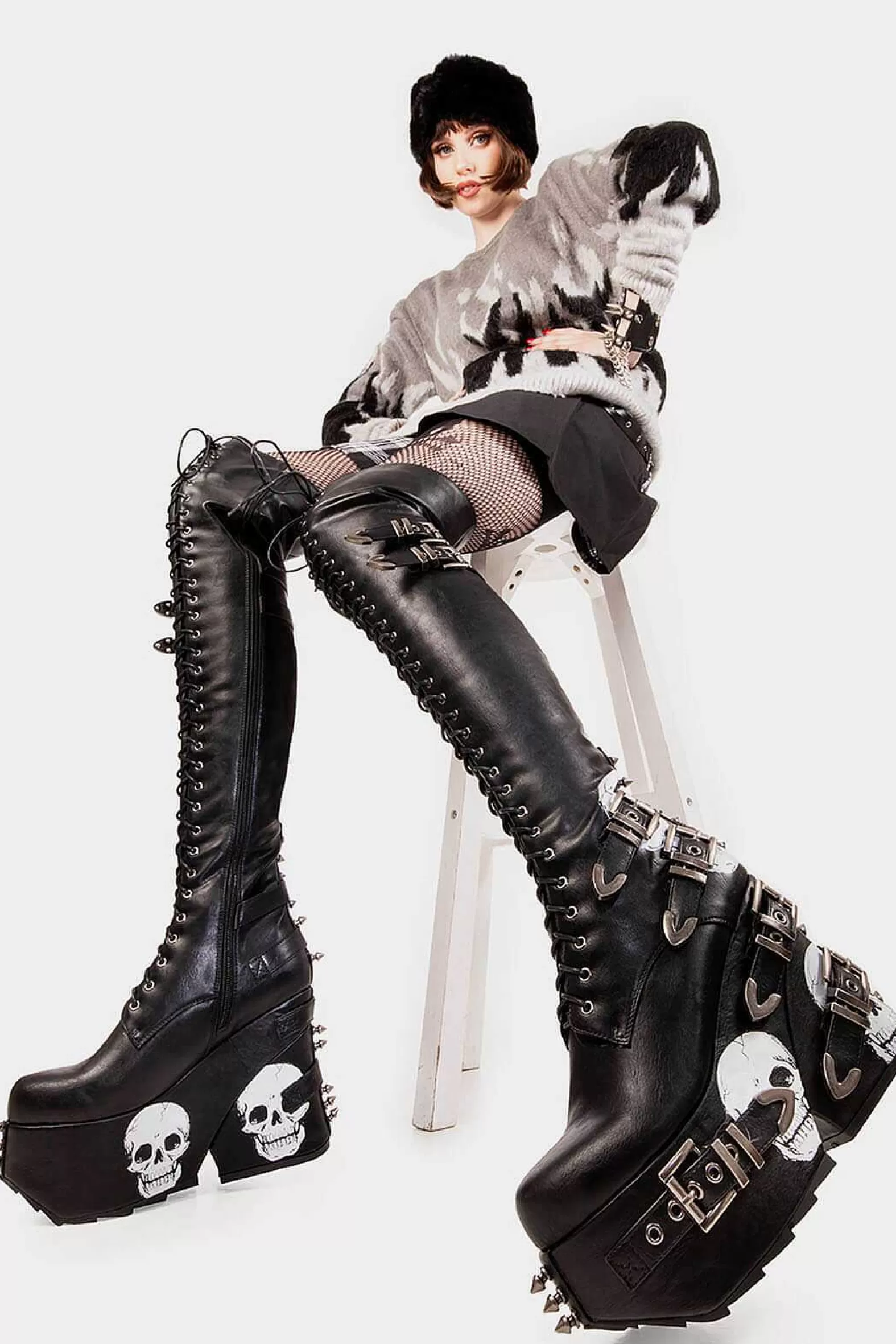 Lamoda Chunky>Irrational Thoughts Chunky Platform Thigh High Boots