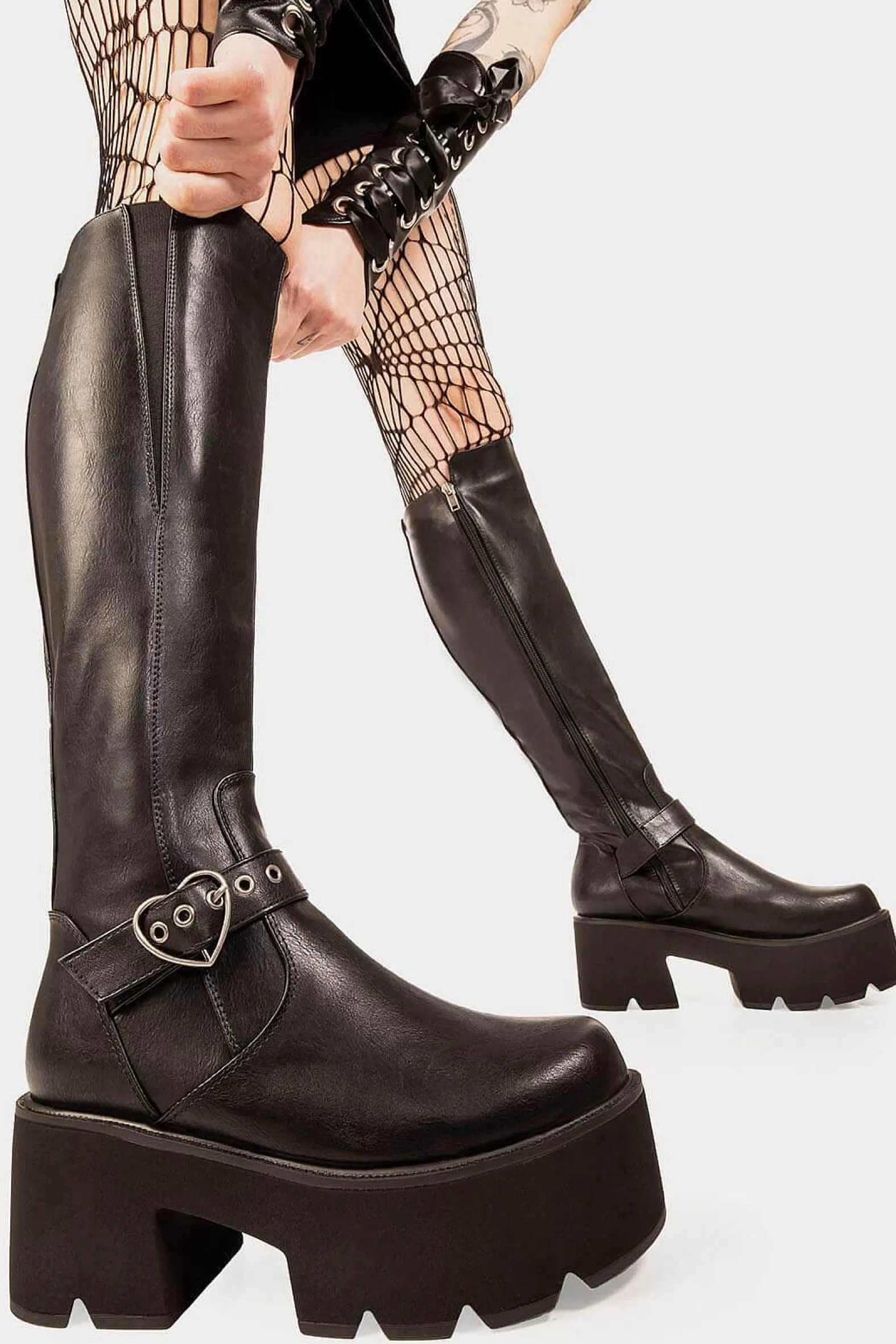 Lamoda Knee High>Letter To My Lover Chunky Platform Knee High Boots