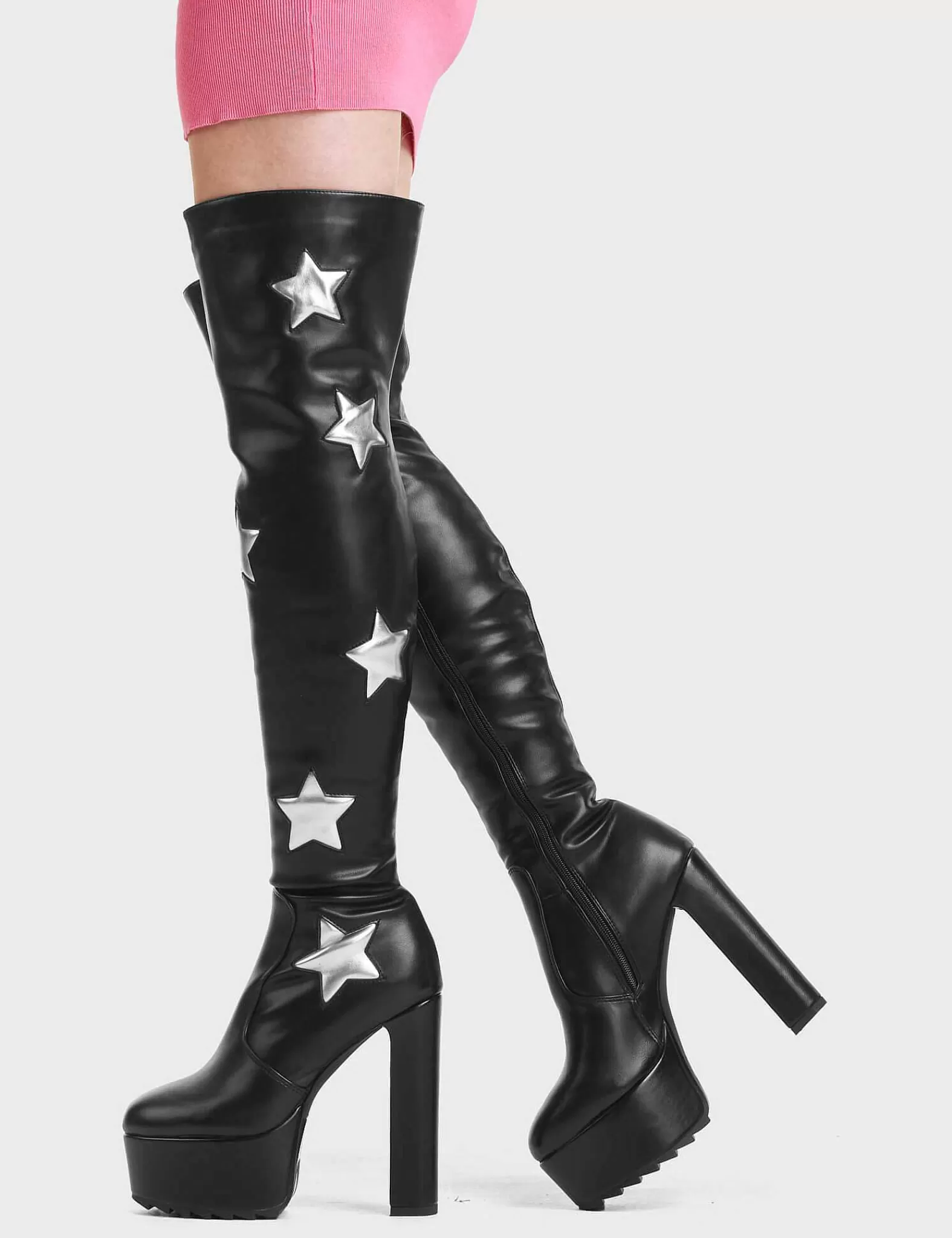 Lamoda Thigh High>Nebula Platform Thigh High Boots