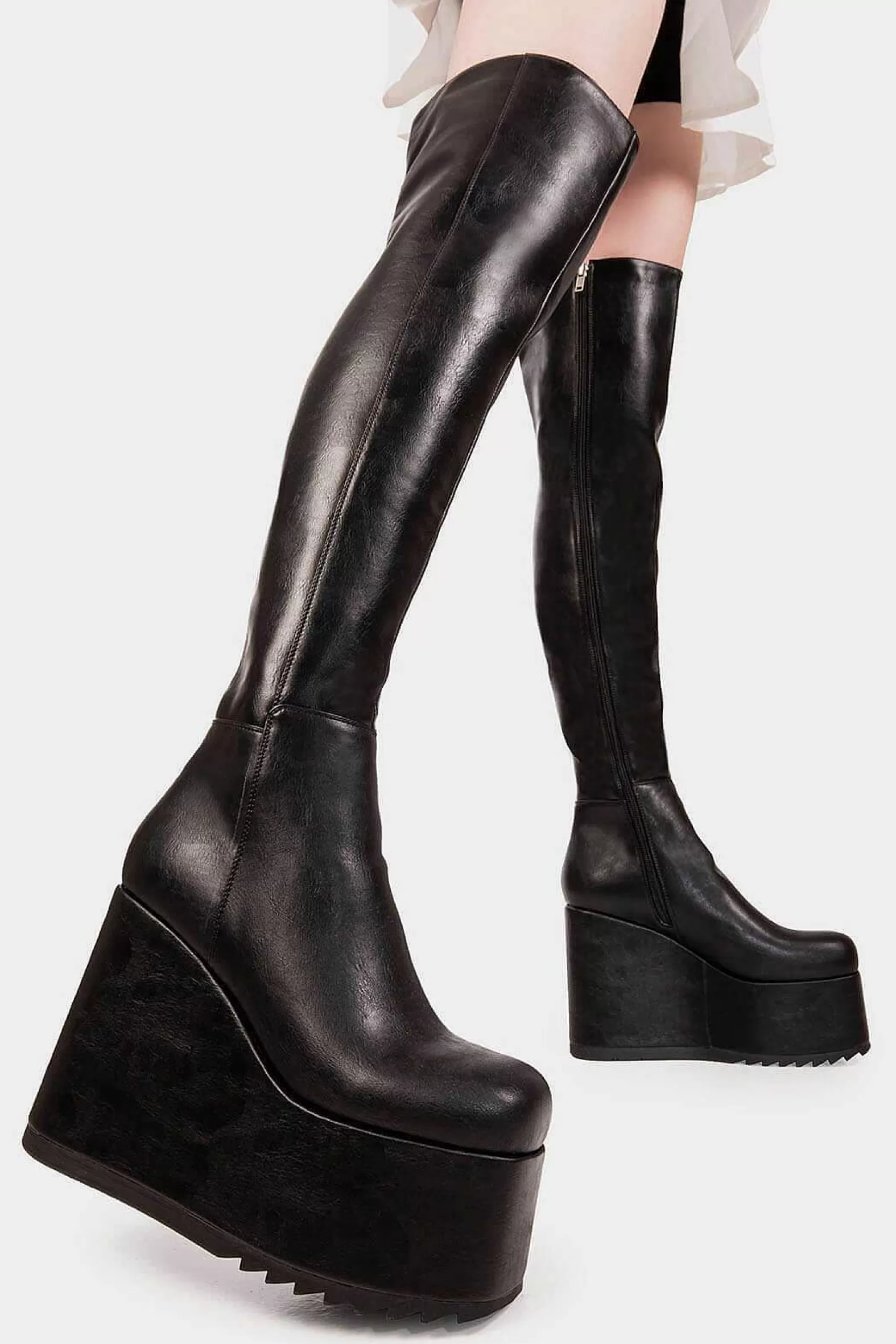 Lamoda Chunky>Never Again Chunky Platform Thigh High Boots