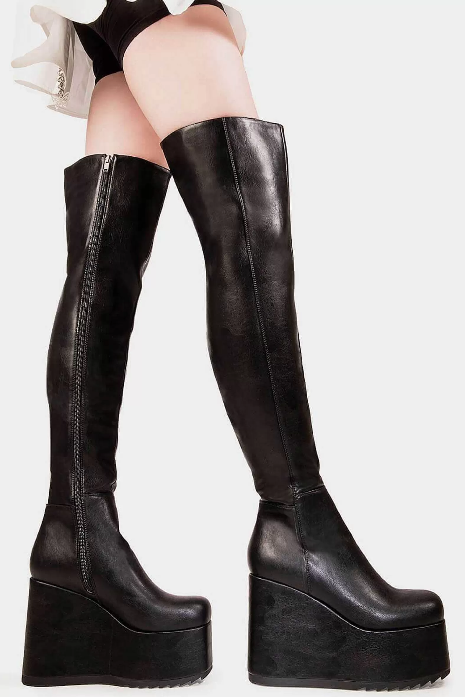 Lamoda Chunky>Never Again Chunky Platform Thigh High Boots