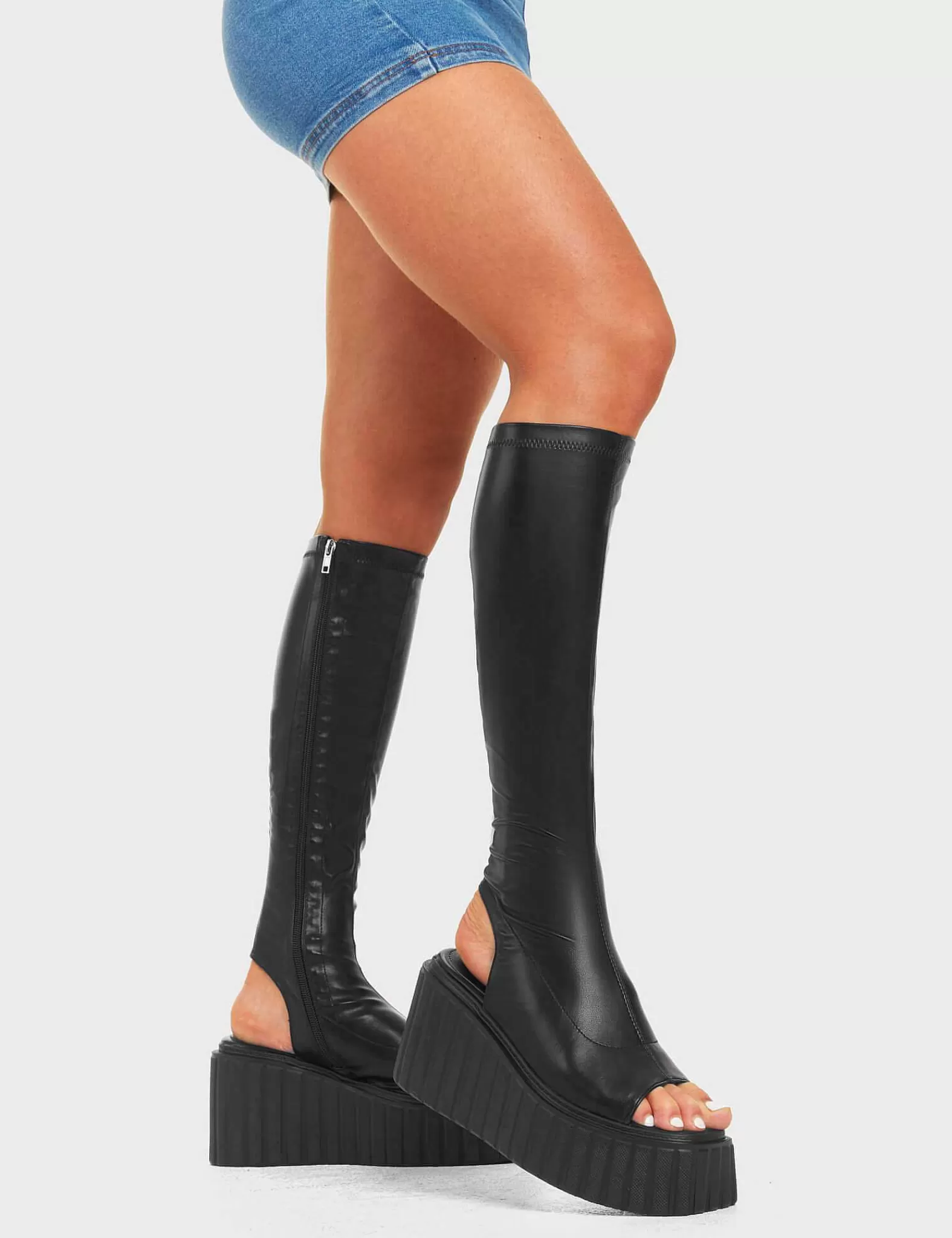 Lamoda Knee High>No Hard Feelings Chunky Platform Creeper Knee High Boots