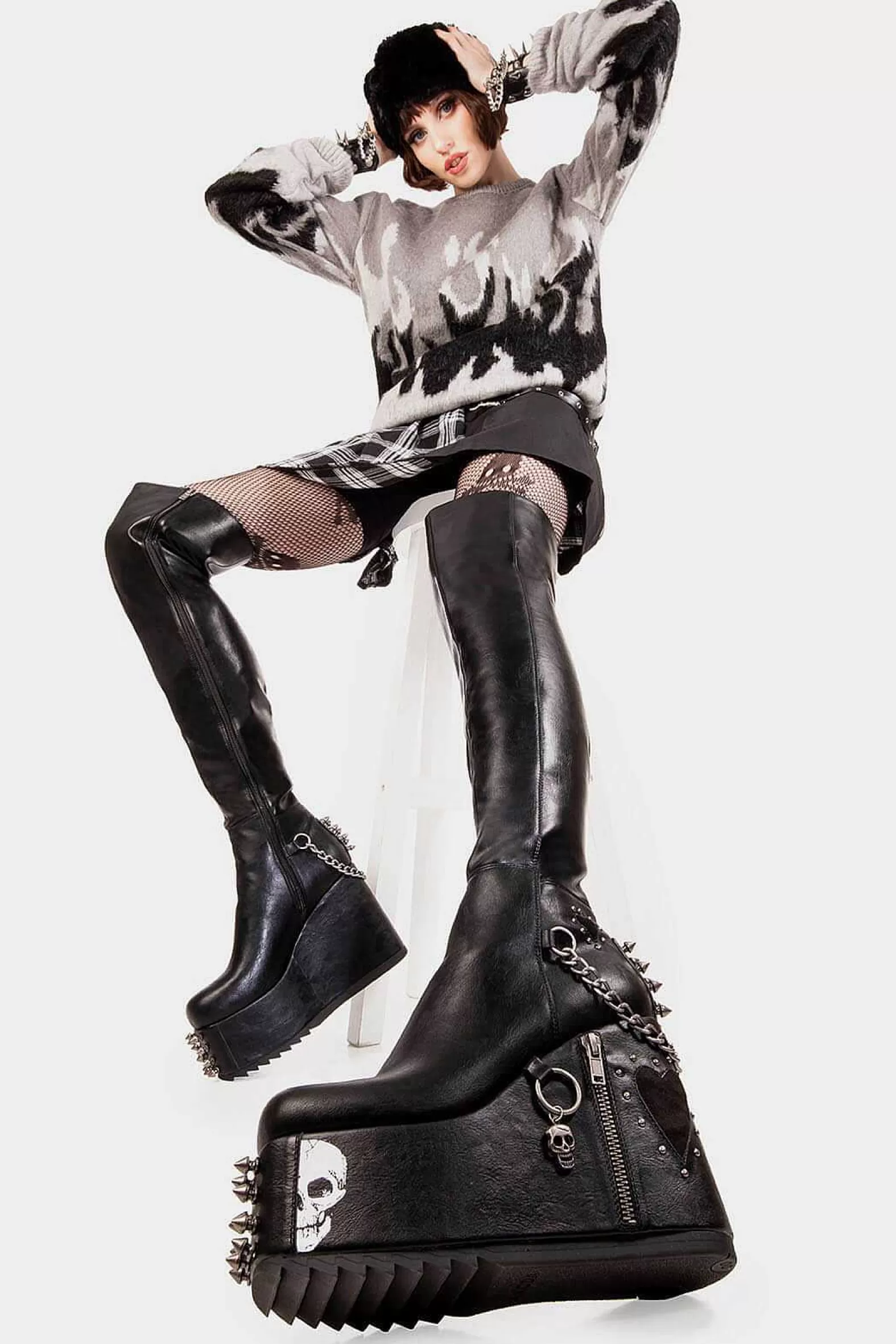 Lamoda Chunky>Out Of Line Chunky Platform Thigh High Boots