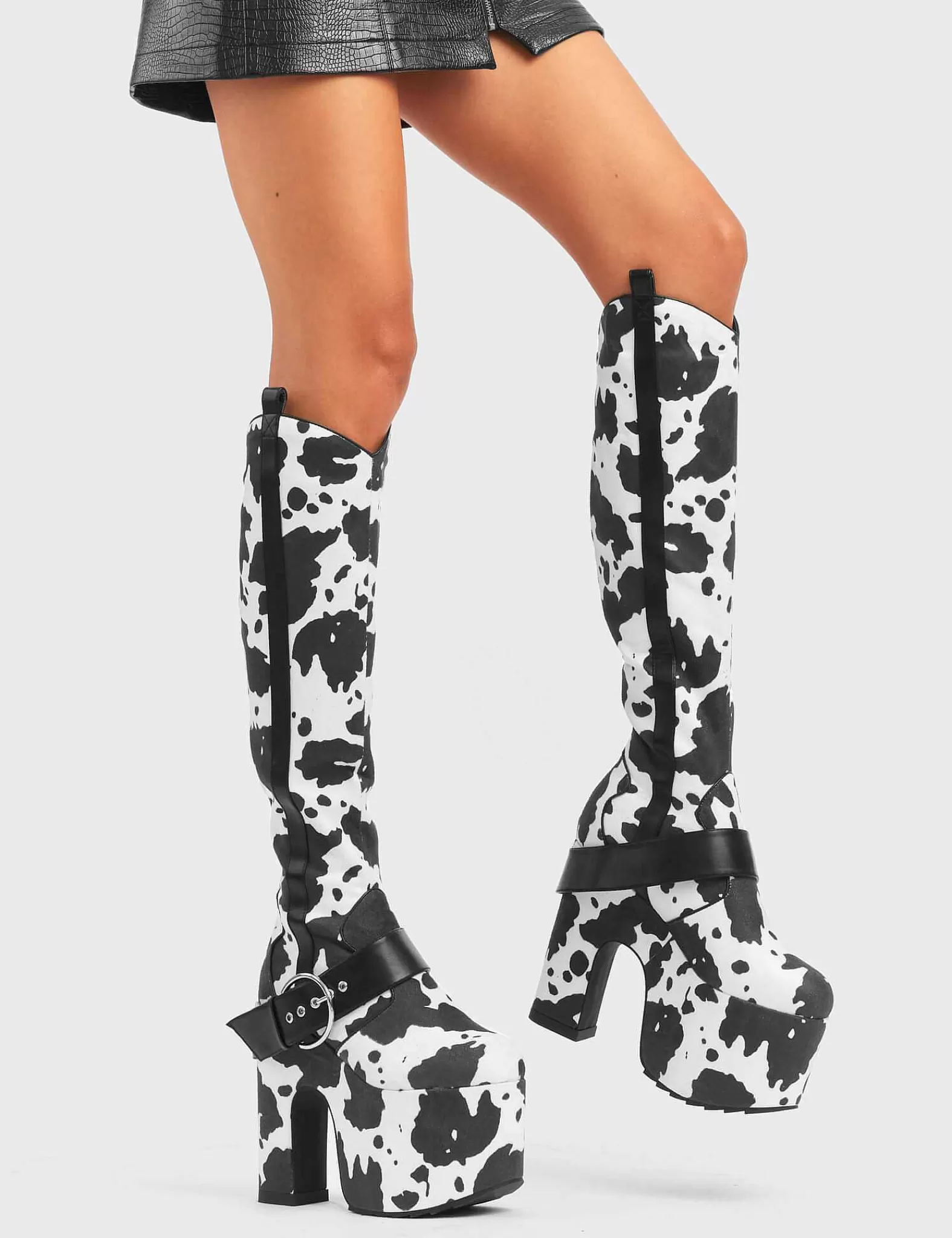 Lamoda Knee High>Rhinestone Cowboy Chunky Platform Knee High Boots