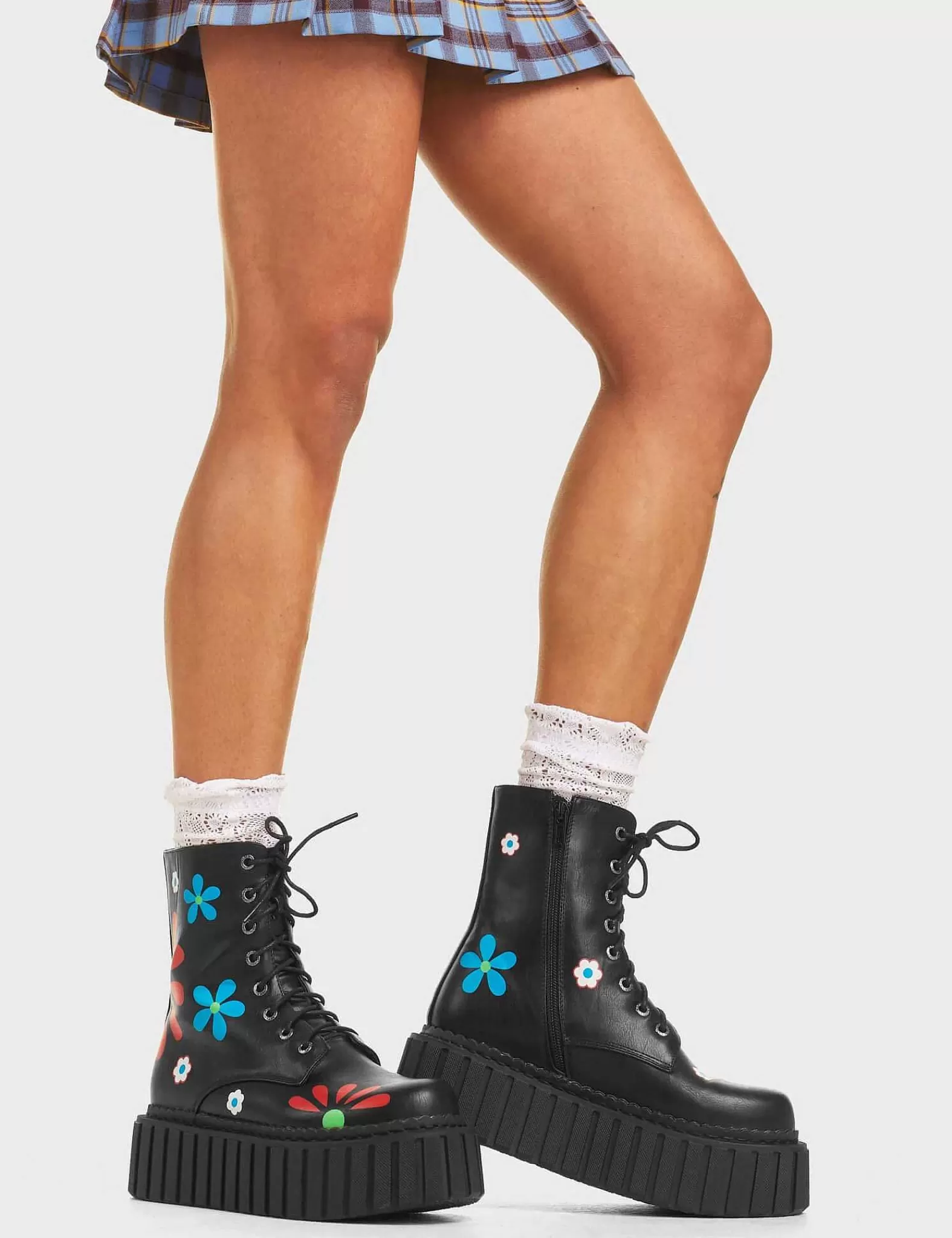 Lamoda Creepers>Rocking The Daisies Chunky Ankle Creeper Boots