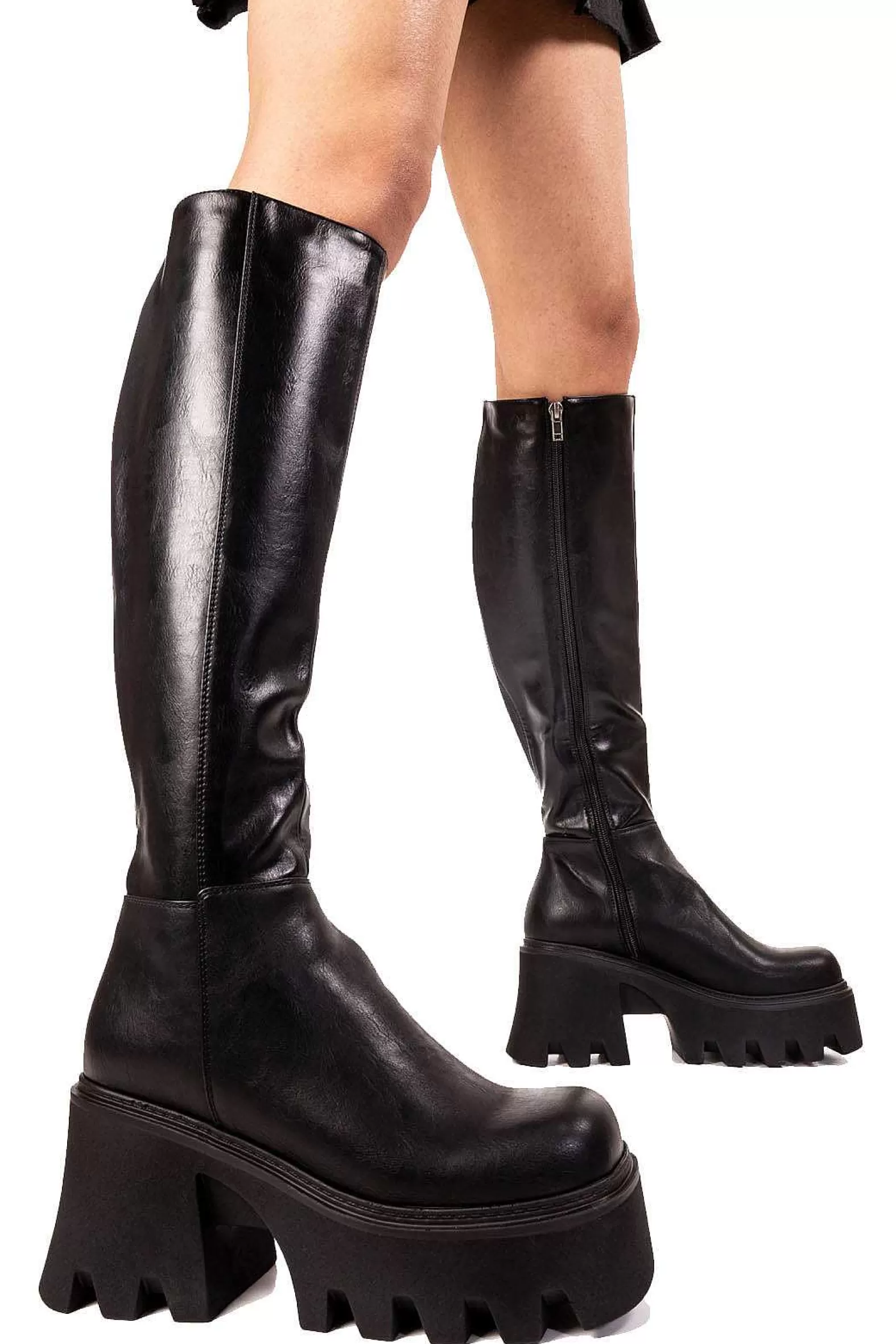 Lamoda Knee High>Sideways Chunky Platform Knee High Boots