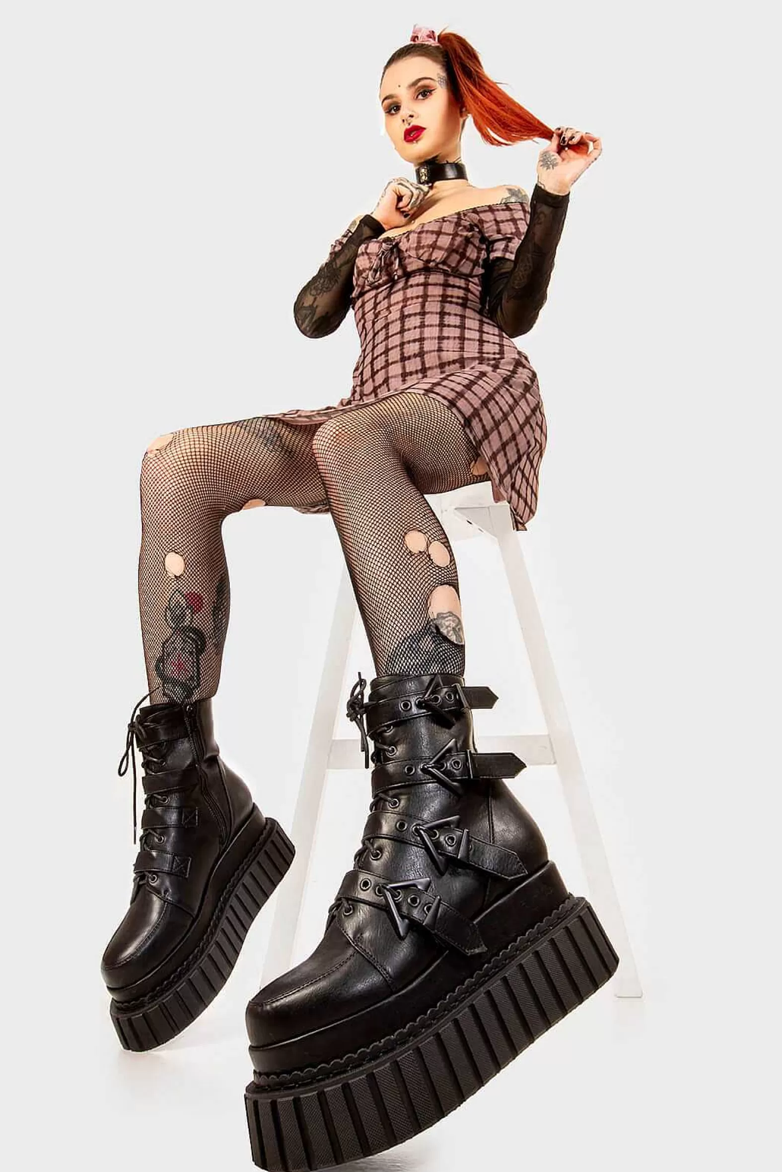 Lamoda Platform>Unstable Chunky Ankle Creeper Boots